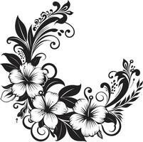 capriccioso spirali elegante nero logo con decorativo angoli botanico beatitudine monocromatico icona con decorativo angoli vettore