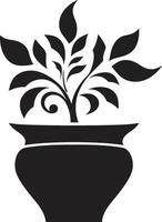 botanico beatitudine elegante nero emblema con vettore pianta pentola floreale finezza monocromatico pianta pentola logo evidenziazione decorativo eleganza