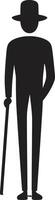 spensierato Linee elegante nero vettore emblema con stickman cartone animato carisma elegante logo design con stickman nel nero