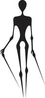 scarabocchio dinamica monocromatico stickman cartone animato nel elegante nero strambo ricerca elegante vettore logo con nero scarabocchio stickman
