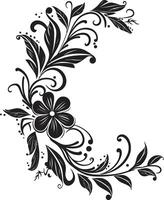 capriccioso vortici nero vettore logo con scarabocchio decorativo elemento intricato inchiostri elegante emblema con scarabocchio decorativo elemento nel nero