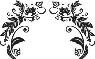 fantasioso fiorisce nero logo con decorativo scarabocchio elementi sofisticato turbinii elegante vettore emblema con decorativo scarabocchi