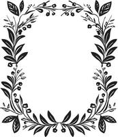 sofisticato turbinii monocromatico emblema con scarabocchio decorativo telaio elementi ornato lineamenti elegante nero logo evidenziazione decorativo telaio elemento vettore