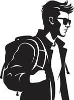cerebrale artigianato un' nero vettore logo per maschio studenti raggiungere apice maschile simbolo nel nero logo per maschio alunno successo