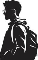 educativo bordo vettore nero logo design per compiuto maschio studenti eduexcellence Impressionante nero icona simboleggiante maschio alunno realizzazione
