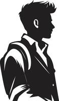 virtuoso visione maschile vettore simbolo nel nero logo design pinnacolo ricerca raggiungimento altezza con nero icona per maschio studenti