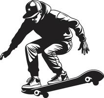 urbano elevazione dinamico vettore icona di un' uomo su un' skateboard nel nero brivido trasformatore nero logo design con un' andare con lo skateboard uomo