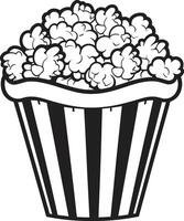 Popcorn pinnacolo elegante icona simboleggiante il finale film merenda nel nero merenda sinfonia elegante Popcorn vettore nero logo design