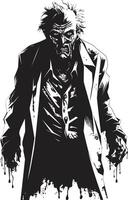 spettrale sire vettore icona esprimendo il spaventoso presenza di un anziano zombie nel nero zombie zeffiro nero simbolo significare il orrore di un' pauroso vecchio uomo