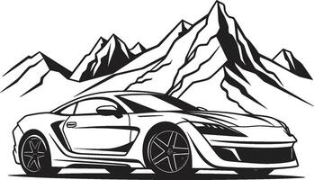 vertice ondata vettore logo design con un' gli sport auto icona conquista nero montagnoso percorsi alpino soggezione nero icona significare un' gli sport macchine padronanza su serpentina montagna strade