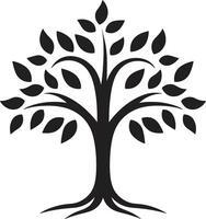 bosco armonia dinamico nero icona per albero piantagione logo design eco emblema vettore albero piantagione logo nel nero logo design