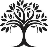 eco emblema vettore albero piantagione logo nel nero logo design sostenibile crescita iconico nero simbolo di albero piantagione