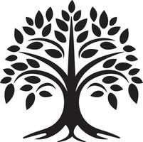 foresta custode elegante nero logo design con albero piantagione icona radicato resilienza vettore simbolo di albero piantagione nel nero