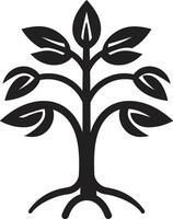 foresta custode elegante nero icona design con albero simbolo radicato resilienza vettore simbolo di albero piantagione nel nero