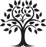 eco emblema vettore albero piantagione logo nel nero logo design sostenibile crescita iconico nero simbolo di albero piantagione