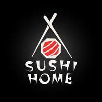 concetto di logo di sushi, modello di logo del ristorante di cibo giapponese. stile di disegno geometrico semplice. illustrazione vettoriale isolato