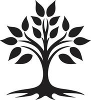 eco emblema vettore albero piantagione logo nel nero logo design sostenibile crescita iconico nero simbolo di albero piantagione