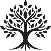 frondoso impegno dinamico nero logo design per verde iniziative staglia alberello iconico vettore albero piantagione simbolo nel nero
