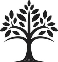 foresta custode elegante nero logo design con albero piantagione icona radicato resilienza vettore simbolo di albero piantagione nel nero