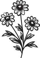 nature tavolozza Fiore di campo vettore logo nel nero floreale sussurra elegante nero icona design per fiori selvatici