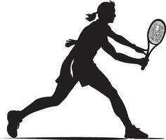 distruggere spettri tennis giocatore logo nel dinamico vettore racchetta regale regale vettore icona per Da donna tennis