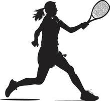 dinamico trattino vettore icona per agile donne tennis Giocatori elegante enigma Da donna tennis vettore logo design