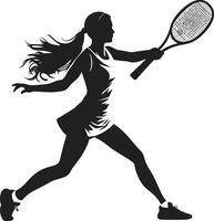 elegante essenza tennis giocatore logo nel vettore raffinatezza netto navigatore Da donna tennis vettore icona per precisione