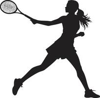 elegante enigma vettore logo per donne tennis Giocatori distruggere serenità tennis giocatore icona nel vettore la tranquillità
