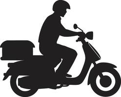 su il partire morsi bullone scooter uomo vettore logo per veloce cibo consegna farsi più in là e assaporare esprimere cibo consegna vettore logo su scooter