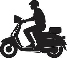 Presto cucina Corriere scooter uomo icona per veloce cibo far cadere off strada Spezia velocista vettore design per scooter cibo consegne