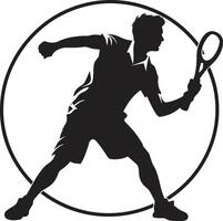 energia servire professionista distintivo tennis giocatore vettore logo per asso server sbattere inzuppare sensazione cresta maschio tennis giocatore icona nel atletico modulo