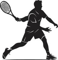 distruggere maestro distintivo tennis giocatore vettore icona per potente giochi vittoria avanguardia cresta maschio tennis giocatore logo per vincente spirito