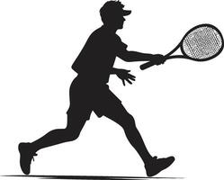Tribunale conquistatore insegne vettore design per dominante tennis logo agile vantaggio distintivo tennis giocatore vettore icona per veloce atleta