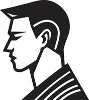 artistico fascino insegne maschio viso vettore icona con creativo fiuto signorile sguardo distintivo vettore logo per elegante maschio viso illustrazione