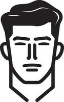 artistico fascino cresta maschio viso vettore icona con creativo fiuto signorile sguardo insegne vettore logo per elegante maschio viso illustrazione