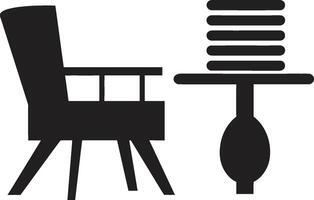 elegante comfort insegne elegante sedia icona nel vettore logo per alla moda spazi zen zeffiro cresta moderno sedia vettore icona per tranquillo vivente