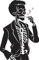 raffinato rituale distintivo fumo signore scheletro vettore logo per classico appello Vintage ▾ vice insegne vettore design per sigaro fumo signore icona
