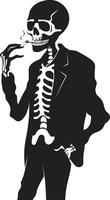 elegante Fumo rompere distintivo vettore design per signore scheletro icona con classico appello antico cenere insegne fumo signore scheletro vettore logo per Vintage ▾ fascino