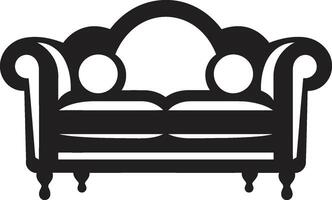 confortevole couture distintivo elegante divano posto a sedere logo per moderno le case felpa perfezione insegne lussuoso divano impostato icona per elegante vivente vettore