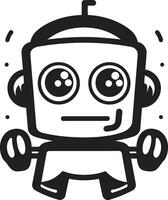 mago aggeggio cresta miniatura robot logo per Tech conversazioni talkbox totem distintivo vettore icona di un' piccolo robot per Chiacchierare diletto