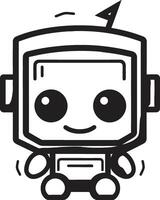 Chiacchierare compagno distintivo minuscolo robot vettore icona per amichevole conversazioni mini mech meraviglia insegne compatto robot logo per colloquiale fascino
