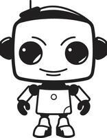 Chiacchierare compagno distintivo minuscolo robot vettore icona per amichevole conversazioni mini mech meraviglia insegne compatto robot logo per colloquiale fascino