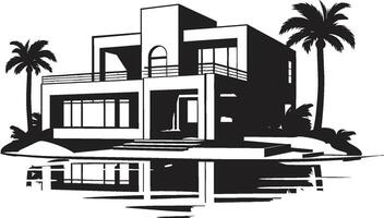 architettonico meraviglia cresta lussuoso moderno villa vettore icona urbano oasi distintivo moderno villa logo per urbano vivente
