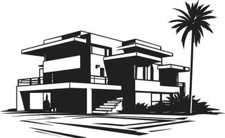 architettonico meraviglia distintivo lussuoso moderno villa icona per esclusivo il branding urbano oasi insegne panoramico Visualizza logo con moderno villa vettore