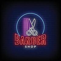 vettore di testo in stile insegne al neon del negozio di barbiere
