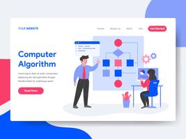 Modello di pagina di destinazione del concetto di illustrazione dell&#39;algoritmo del computer. Concetto di design piatto isometrica della progettazione di pagine Web per sito Web e sito Web mobile. Illustrazione di vettore