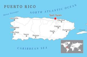 puerto stecca politico carta geografica con capitale san Giovanni, unito stati territorio nel il nord-est caraibico, con importante città vettore