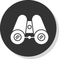 binocolo glifo grigio cerchio icona vettore