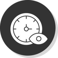 tempo puntamento glifo grigio cerchio icona vettore