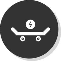 skateboard glifo grigio cerchio icona vettore